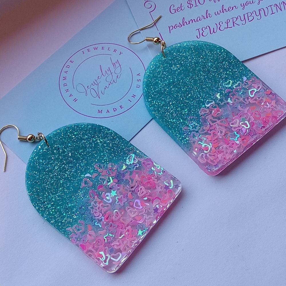 Hand Crafted Pink And Teal Caribbean Sunset Collection Arches - Picture 3 of 7